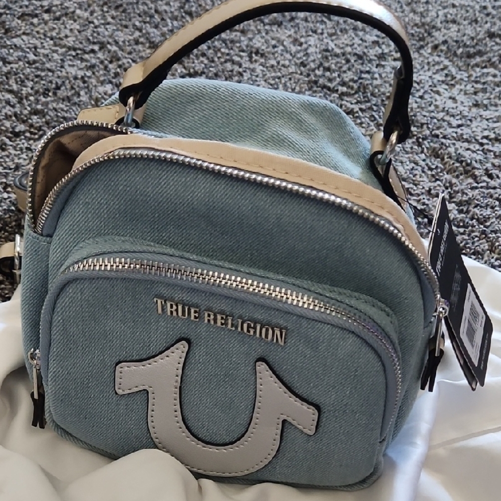 True Religion Light Blue Denim Backpack